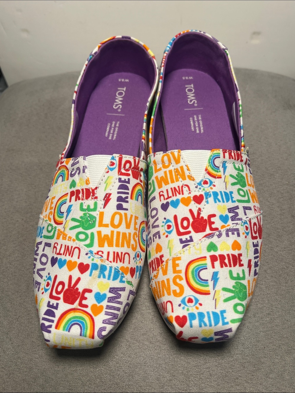Toms Unity Pride Alpargata Flats — White with Multicolor Print